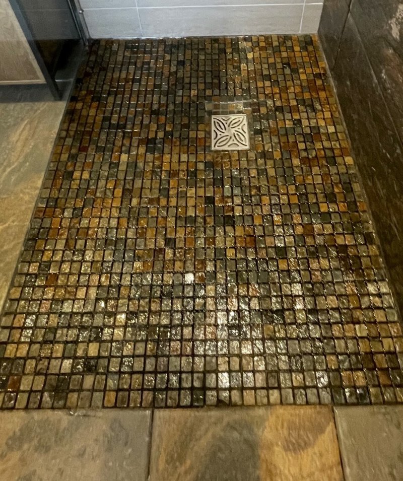 Mosaic Marble Shower Floor After Clean and Seal Morningside Edinburgh